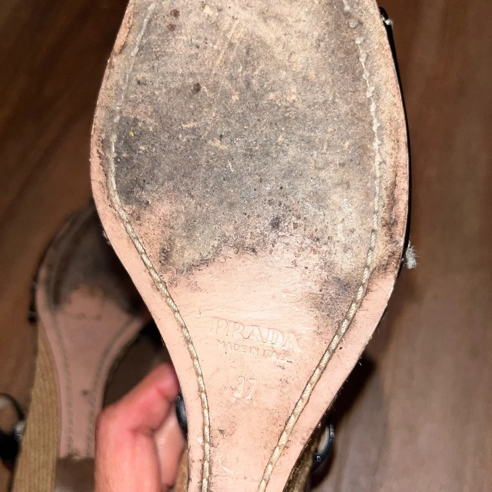 Prada Black Wedge Sandals - Picture 7 of 7